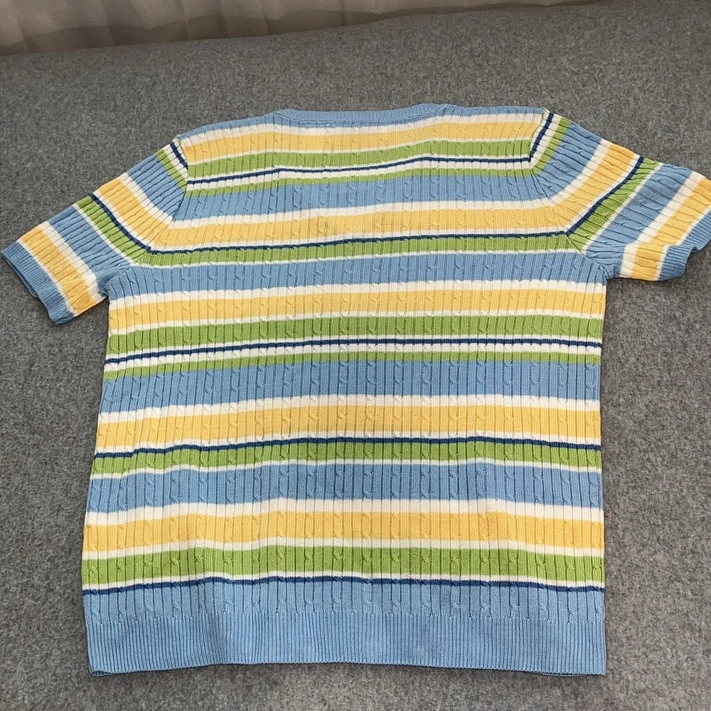 Y2K 90s Striped Top Shirt XL Petite Academia Preppy Skater Pastel